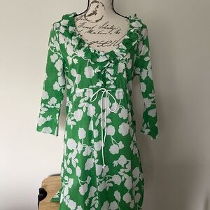 Mud Pie Green and White Floral Dress